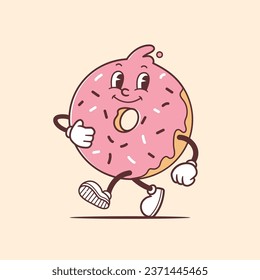 Mascota Donut, ilustración vintage de vector retro