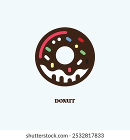 Donut Melted Floating Cartoon Vector Icon Illustration. Food Object Icon Concept Isolated Premium Vector. Flat Cartoon Style