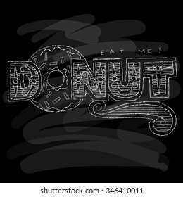 Donut Menu. Chalk on a blackboard. Vector illustration
