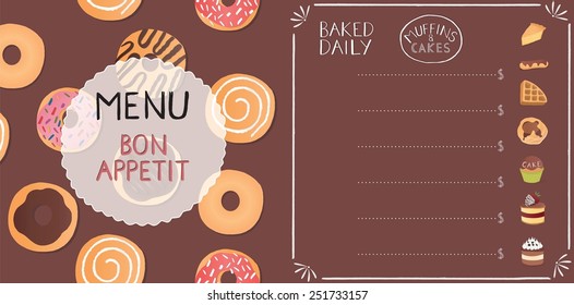 Donut menu design, icon set.