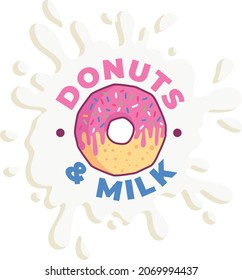 Donut and milk logo vector
