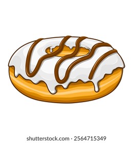 Donut with milkcream and chocolate toping vector illutration