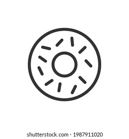 Donut minimal line icon. Web stroke symbol design. Donut sign isolated on a white background. Premium line icon.