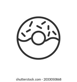 Donut minimal line icon. Web stroke symbol design. Donut sign isolated on a white background. Premium line icon.