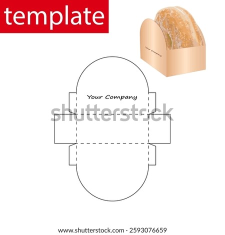 Donut mold template, vector with die-cutting. Delivery box, one-piece plate, does not close. White, transparent, empty, isolated layout of an open box on a white background