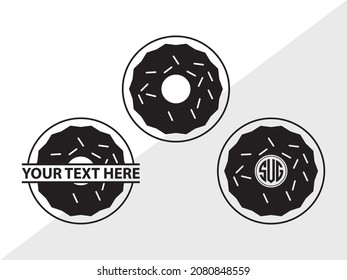 Donut Monogram, Doughnut, Printable Vector Illustration