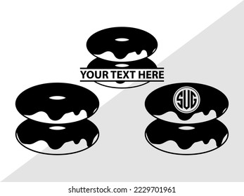 Donut Monogram Vector Illustration Silhouette