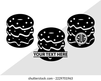 Donut Monogram Vector Illustration Silhouette