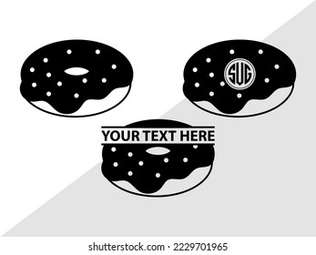 Donut Monogram Vector Illustration Silhouette