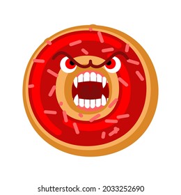 Donut monster isolated. Terrible sweetness. vector illustration