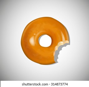 Donut with a mouth bite isolated on white background (teeth)