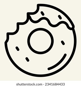 Donut with a mouth bite line icon. Bitten donut vector illustration isolated on white. Dessert outline style designed for and app. Eps 10.