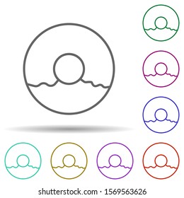 Donut multi color icon. Simple thin line, outline vector of web icons for ui and ux, website or mobile application
