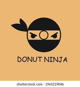 Donut Ninja Logo Design. Donut und Ninja Symbol. Geeignet für Café, Restaurant, Konditorei, Bäckerei