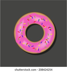 Donut on black background