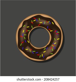 Donut on black background