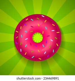 Donut on bright background