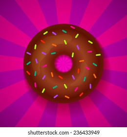 Donut on bright background