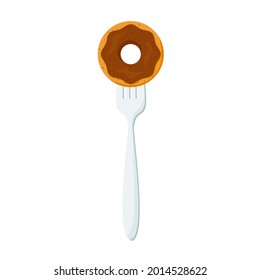 Donut on forks Concept of diet. Vector illustration. EPS 10