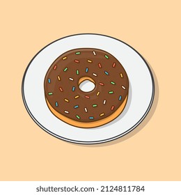 Auf einer Cartoon-Vektorgrafik ablegen. Rahmenbild Donut