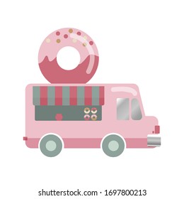 donut on wheels with donuts isolated on white background