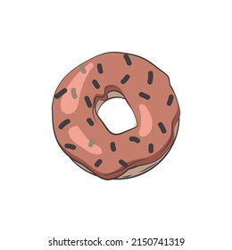 A donut on a white background. Vector color illustration.