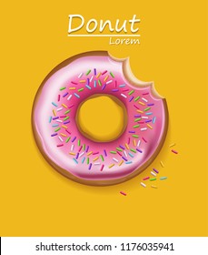 Donut on yellow background Vector realistic. detailed 3d illustrations