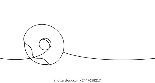 Donut one line continuous drawing. Bakery sweet pastry food. Vector linear illustration
