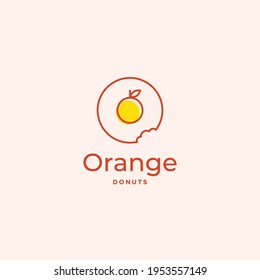 Donut con el concepto de diseño de símbolo de símbolo del logotipo de Fruta Naranja. Ilustración del vector