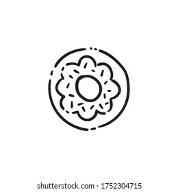 Donut outline doodle vector illustration. Doughnut linear cartoon icon.