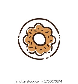 Ilustración vectorial del doodle del contorno del burlete. Icono de caricatura lineal de anillos.