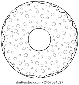 Donut outline drawing icon and for coloring. symbol flat design and isolated on white background