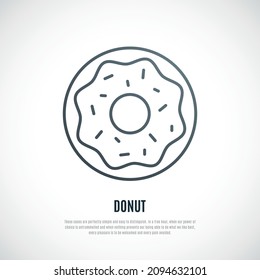 Donut outline icon isolated on white background. Stock vector illustration.