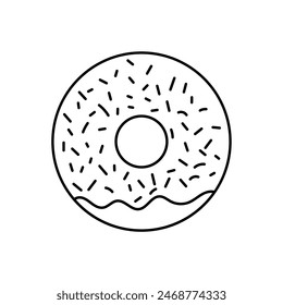 Donut outline icon isolated on white background