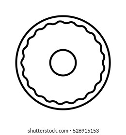 Donut outline icon. Thin line icon of doughnut with sugar icing. Single symbol for web design or mobile app. Outline vector sing for design logo, visit card, corporate identity.