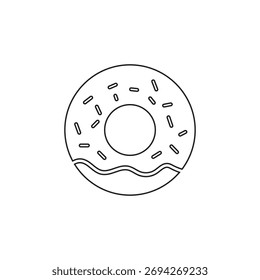 Donut outline icon vector flat design on white background.