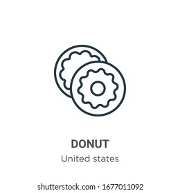Donut outline vector icon. Thin line black donut icon, flat vector simple element illustration from editable united states concept isolated stroke on white background