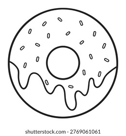 Donut Outline Vector Illustration Sweet Dessert Clean Line Art Design