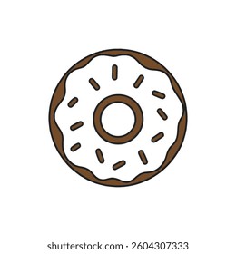 Donut Outline Vector Illustration,Black and White Donut Icon,simple Donut Line Art Design