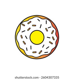 Donut Outline Vector Illustration,Black and White Donut Icon,simple Donut Line Art Design