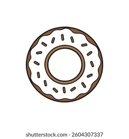 Donut Outline Vector Illustration,Black and White Donut Icon,simple Donut Line Art Design