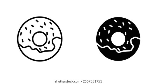 Donut outlined and solid icon vector collection.