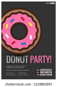 Donut Party Poster Design with Date and Time Template