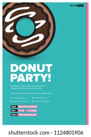Donut Party Poster Design with Date and Time Template