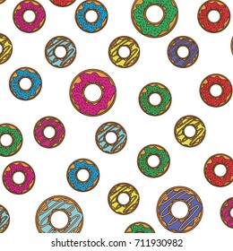 donut pattern colorful in white background vector illustration