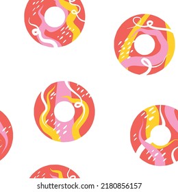 Donut pattern. Doughnut illustration. Seamless Vector. 