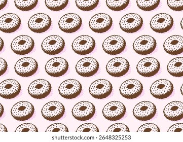 Donut pattern pixel art chocolate color style