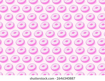 Patrón de donut pixel art color rosa estilo moderno