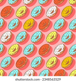 Donut pattern seamless. food Sweetness background. Baby fabric texture