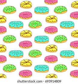 Donut pattern. Simple illustration of donut vector pattern for web.vector illustration. pattern with colorful tasty glossy donuts